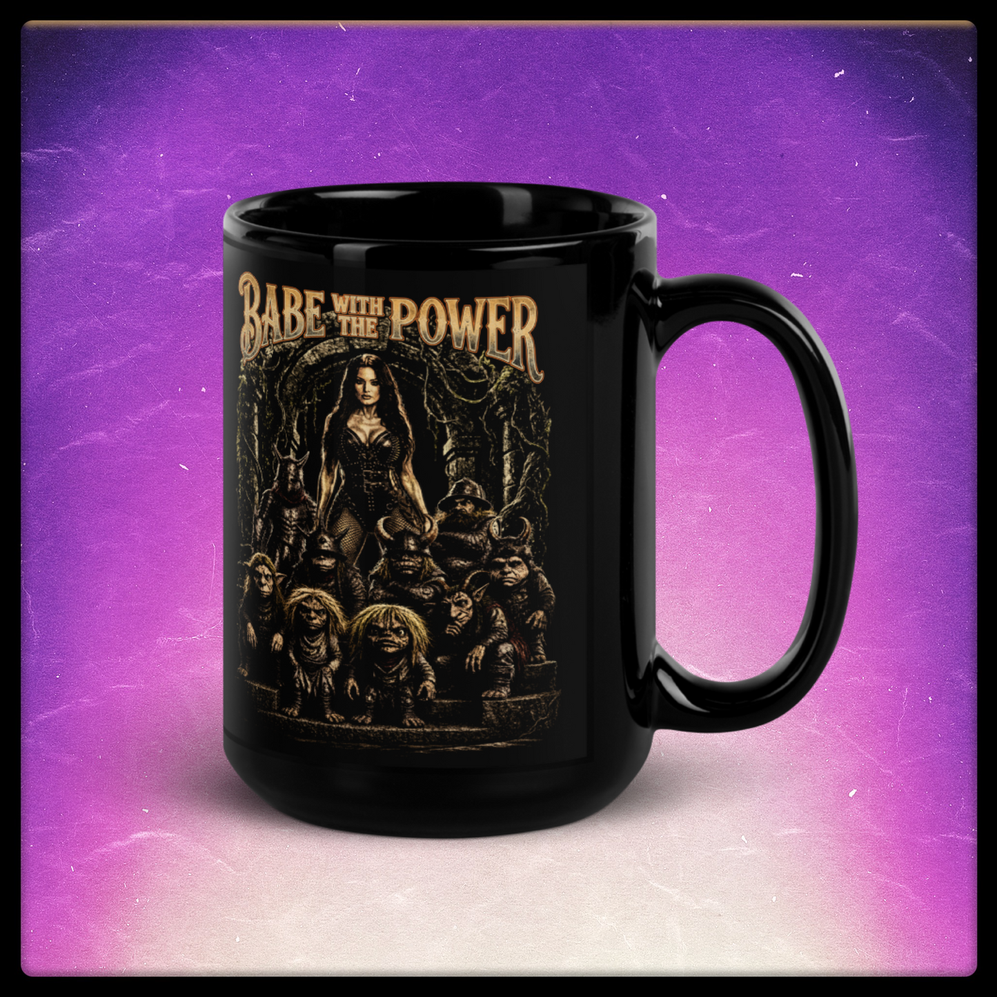 Babe With The Power Black Glossy Mug